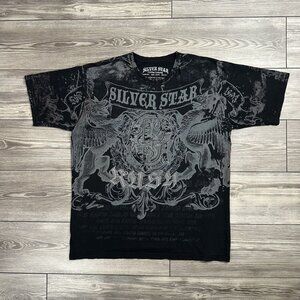 Crazy Vintage Y2K Silver Star Affliction Style Grunge T Shirt